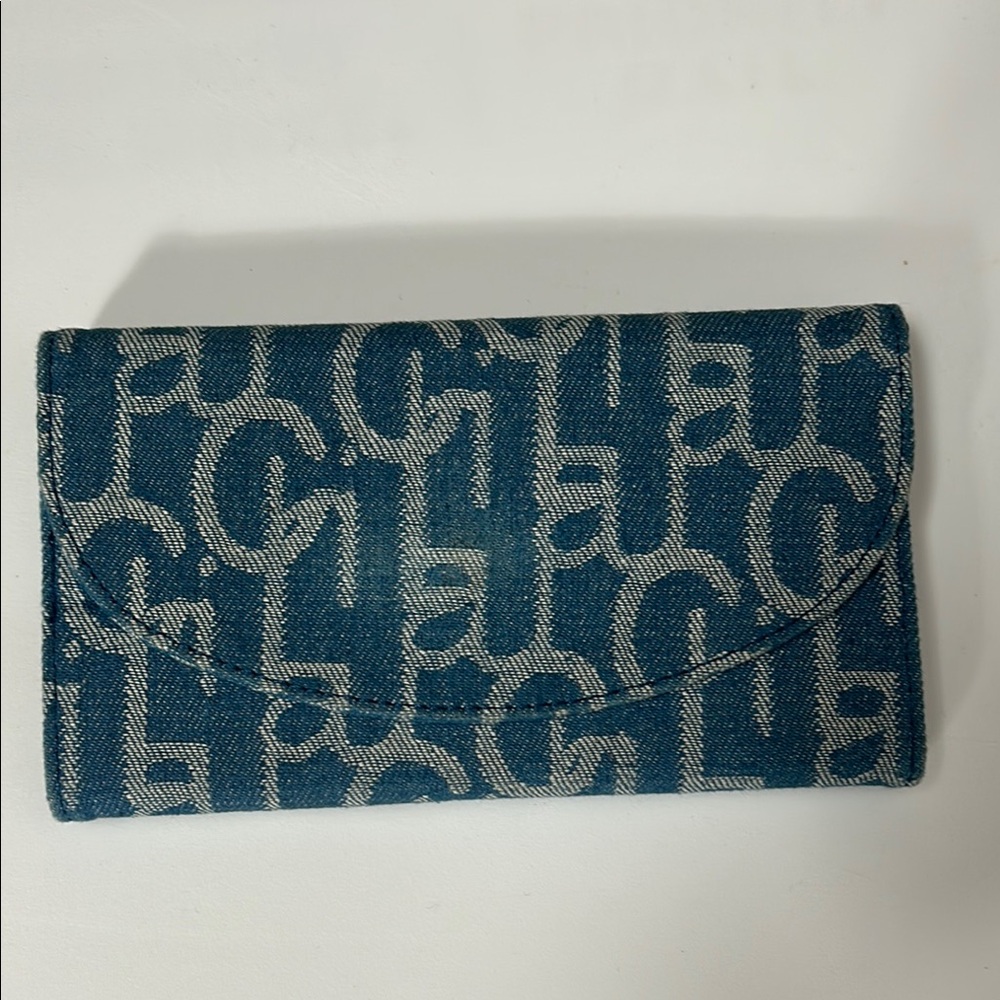 Laurence & Chico Canvas Blue and Cream Patterned Wallet